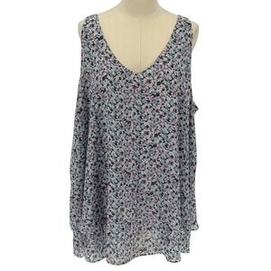 Lane Bryant Womens V Neck Blouse Top Floral Print Size 22